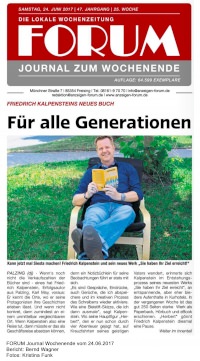Vorschaubild: Artikel aus dem Freisinger Forum über Friedrich Kalpenstein und seinen Roman Sie haben ihr Ziel erreicht. Auf dem Bild liegt der Autor auf einer Liege, die auf einer Wiese steht. In seinen Händen hält er seinen Roman.
