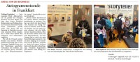 Vorschaubild: Artikel aus dem Freisinger Tagblatt über die Lesung und Autogrammstunde von Friedrich Kalpenstein auf der Buchmesse. Zwei Bilder sind zu sehen. Bild 1: Friedrich Kalpenstein bei der Lesung am Stand von Amazon Publishing. Bild 2: Friedrich Kalpenstein signiert seine Bücher.