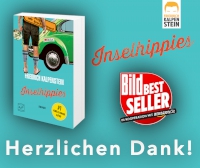 Vorschaubild: INSELHIPPIES ist BILD Bestseller. Zum dritten Mal in Folge hat es ein Herbert-Roman in die Liste geschafft. Auf dem Bild ist das Cover von Inselhippies zu sehen. Daneben ist der Schriftzug "Inselhippies" zu sehen, darunter ein Button mit der Aufschrift BILD Bestseller.