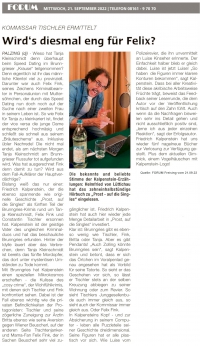 Vorschaubild: Seite Drei des Forum Freising vom 21.09.22. Auf dem Bild ist Helmfried von Lüttichau beim Sprechen des Hörbuchs Prost, auf die Singles zu sehen.